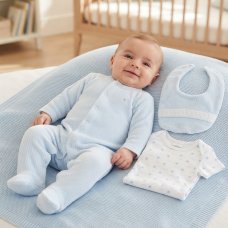 E07780: Baby Boys Jumbo Velour All In One, Bib & Bodysuit (NB-6 Months)